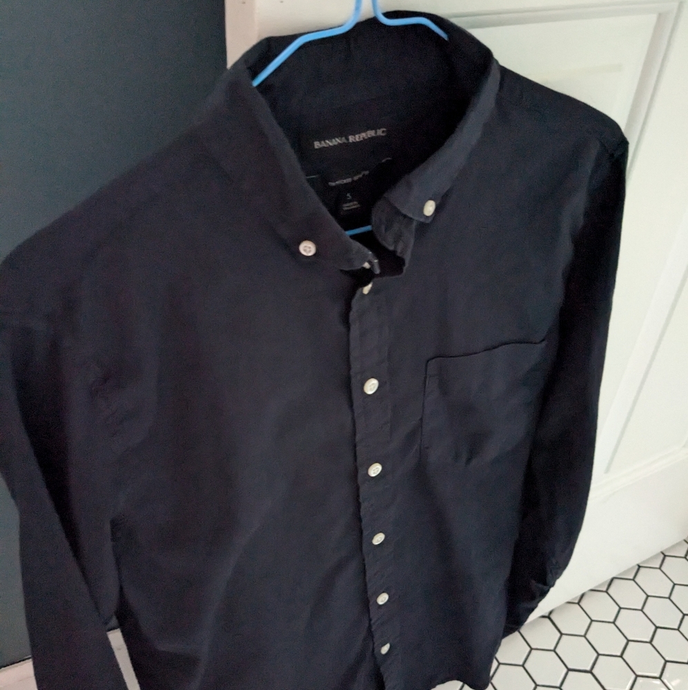 Navy Banana Republic Untucked Slim Size Shirt S